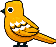 The yellow flock's bird: squared off with a long straight tail.